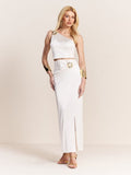 Saia Feminina Hiper Midi Com Aviamento - De Poliamida De Malha Feminino
