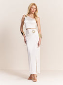Saia Feminina Hiper Midi Com Aviamento - De Poliamida De Malha Feminino
